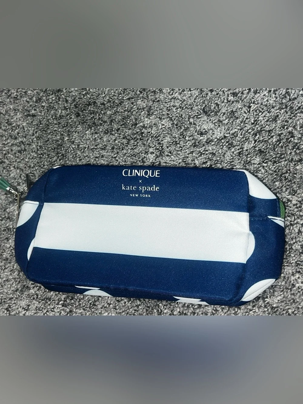 Clinique x Kate Spade Navy & White Striped Cosmetic Pouch